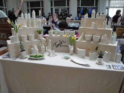 Taylor Ceramics at TWIST - full table | This is my display a… | Flickr Spa Display, Candle Booth Display, Candle Booth, Vendor Booth Display Ideas, Pottery Booth Display, Mj Design, Vendor Table Display, Table Booth, Booth Display Ideas