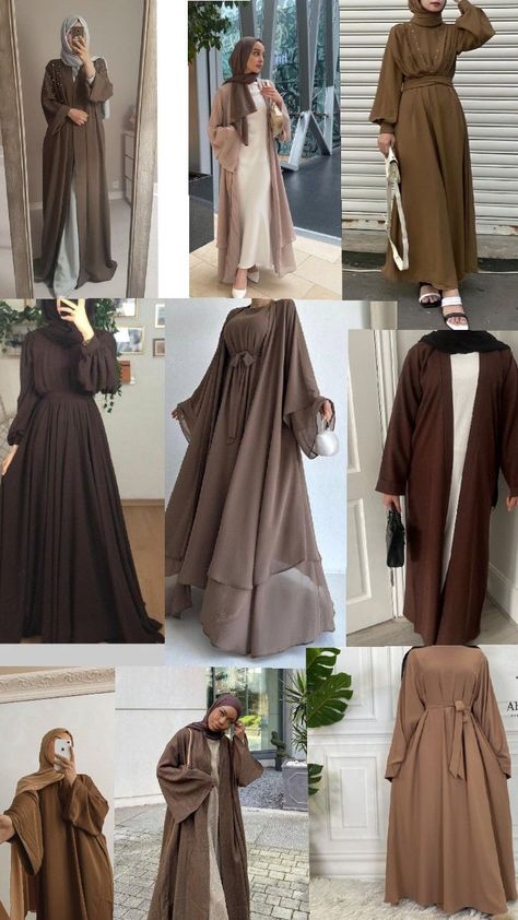 this pin is a collage,that help you to save a lot of outfit ideas in one click.click the outfit to get more details about it Brown Abaya