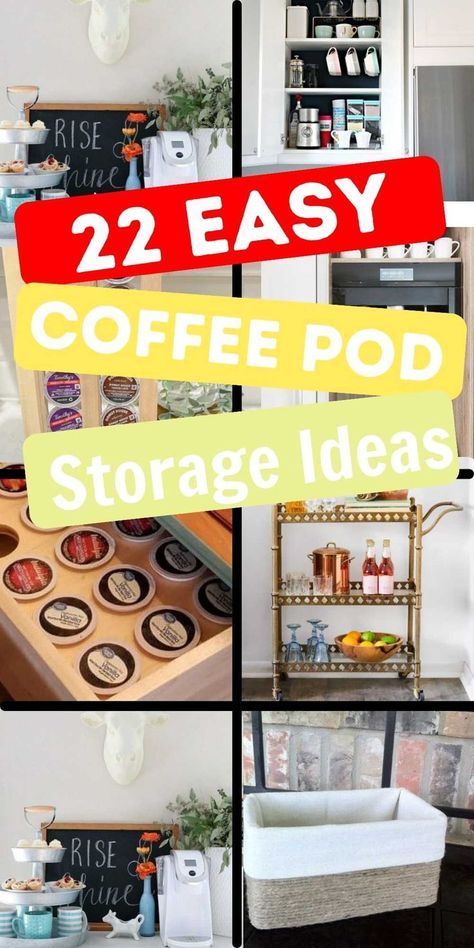 K Cup Storage Ideas Counter Space, Coffee Pod Storage Ideas, Keurig Storage, Coffee Organization Ideas, Coffee Pods Crafts, Keurig Pods, Keurig Coffee Pods, K Cup Storage, Coffee Pods Drawer