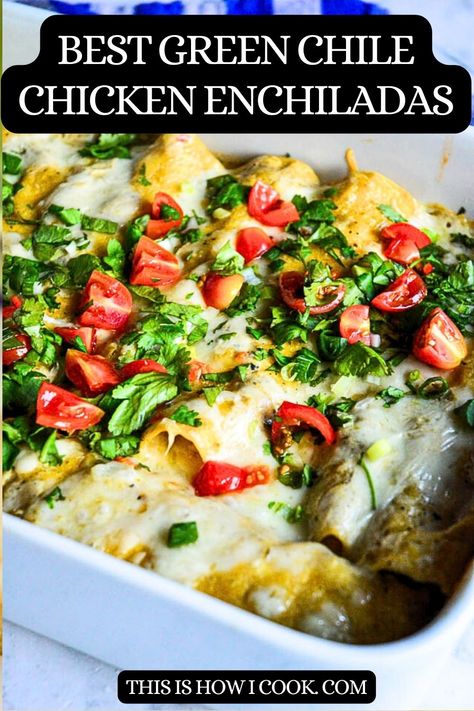 Nothink like homemade chicken enchiladas with green chile. Make them Suiza style with sour cream or hyst with homemade green chile. #greenchilechickenenchiladas #easygreenchilechickenenchiladas #greenchilechickenenchiladasrecipe # enchiladaschickensuiza Chicken Enchilada Suiza Recipe, Enchilada Suiza Recipe, Hatch Green Chili Sauce, Chicken Enchilada Suiza, Enchilada Suiza, Chicken Enchiladas Suiza, Homemade Chicken Enchiladas, Green Chili Chicken Enchiladas, Female Foodie