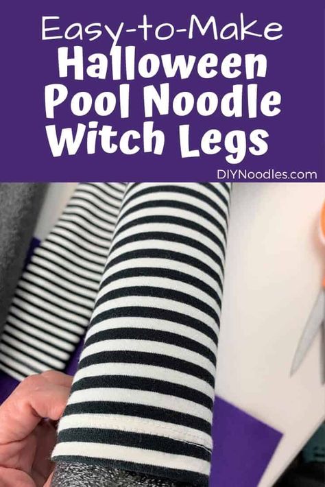 Diy Witch Boots Halloween Decorations, Diy Witches Legs In Pot, Diy Fall Decor Pool Noodle, Diy Halloween Decorations Pool Noodles, Diy Halloween Candles Pool Noodles, Halloween Witch Legs Decor, Diy Witch Legs And Shoes, Witch Legs Decor, Upside Down Witch Legs Diy