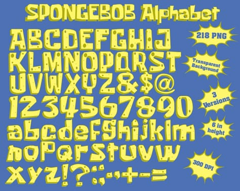 Spongebob Font, Happy Birthday Spongebob, Pastel Bob, Bob Sponge, Watch Spongebob, Alfabet Font, Spongebob Cake, Spongebob Birthday Party, Sign Fonts