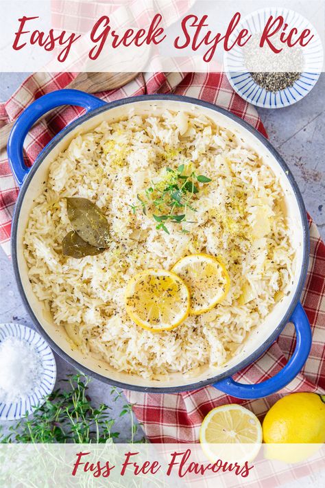 Bowl of greek rice Greek Rice Recipe Pilaf, Greek Rice With Minute Rice, Mr Greek Rice Recipe, Greek Rice And Potatoes, Greek Brown Rice Recipe, Greek Style Rice Recipe, How To Make Greek Rice, Greek Side Dishes Easy, 1 Lemon Recipes