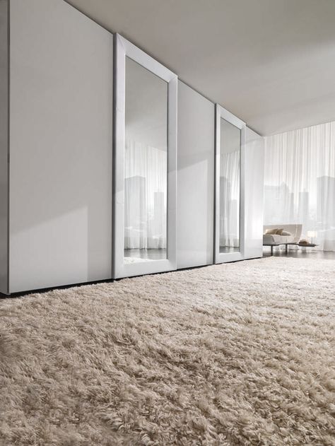 Contemporary wardrobe / lacquered wood / leather / sliding door - MIRROR - Presotto Sliding Doors Mirror, Wardrobe With Sliding Doors, Mirrored Closet, Closet Mirror, Bedroom Cupboards, Wooden Doors Interior, Sliding Wardrobe Doors, Build A Closet, Wooden Wardrobe