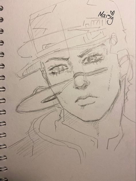 Jojo JJBA sketch jojo bizarre adventures anime manga art fyp pencil line art tiktok Jotaro Without Hat, Jotaro Hat, Jotaro Kujo, Jojo Bizarre, Jojo's Bizarre Adventure, Hats For Men, Painting & Drawing, Male Sketch, Hats