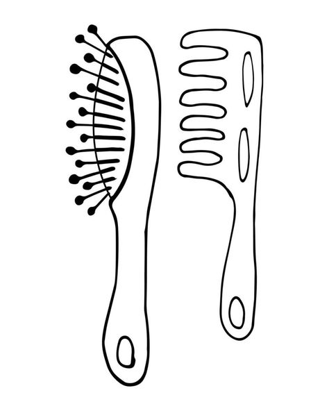 Coloring Page brush, comb. Line Vector Educational worksheet. Paint game. Paint Brush Coloring Page, Comb Drawing, Coral Drawing, Clipart Boy, Paint Games, English Learning Books, Hair Clipart, Learning Books, Line Vector