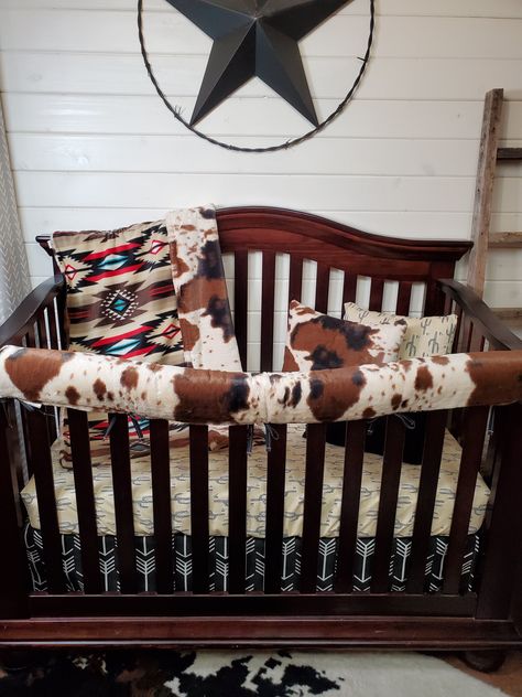 6pc set includes: skirt, sheet, 32x42 blanket, long rail guard, 12x16 pillow cover, 18" pillow cover. 4pc set includes: skirt, sheet, 32x42 blanket, long rail guard. 3pc set includes: skirt, sheet, 32x42 blanket. Western Crib Bedding, Western Baby Bedding, Western Crib, Boy Crib Bedding, Cowboy Nursery, Boys Crib Bedding Sets, Crib Bedding Boy, Boys Crib, Cozy Nursery