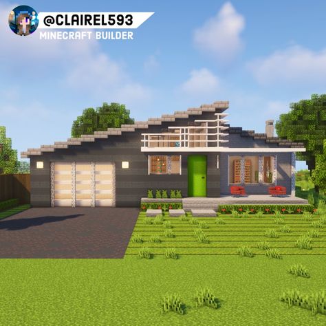 #minecraft #minecraftbuildingideas #minecraftbuild #minecraftaesthetic #minecraftcottage Mid Century Minecraft, Mid Century Modern Minecraft House, Minecraft 6, Modern Minecraft, Modern House Minecraft, 1960 House, Modern Minecraft Houses, Build Minecraft, Case Minecraft