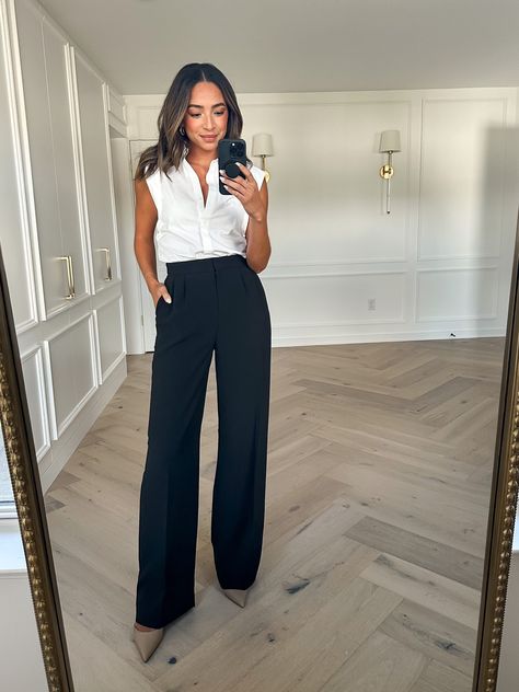 Super High Waisted Open Pleated … curated on LTK Black Pleated Pants Outfit, Outfits Wide Leg Pants, Pleated Pants Outfit, Outfits Wide Leg, Black Pleated Pants, Pants Outfit Work, Outfit Tutorial, Summer Business Casual, Summer Business Casual Outfits