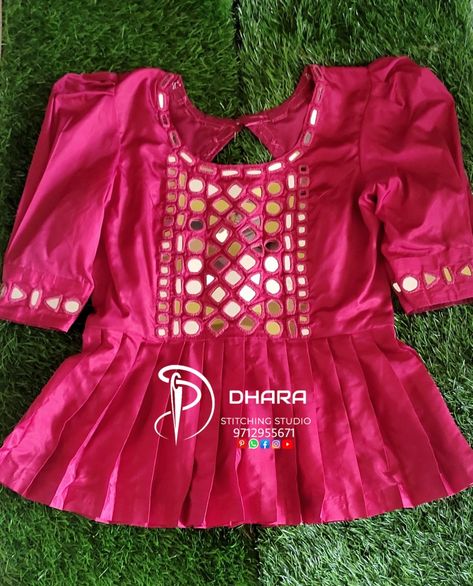 Mirror Work Top Design, 50 Blouse Designs, Mirror Work Blouse Design, Mirror Work Blouse, Long Gown Design, New Saree Blouse Designs, Traditional Blouse Designs, Funky Dresses, Simple Kurta Designs