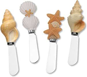 Shells On Beach, Cheese Stuffed Shells, Ocean Theme Party, Luau Theme Party, Cheese Spreaders, Luau Theme, Butter Spreader, Painted Resin, Scallop Shells