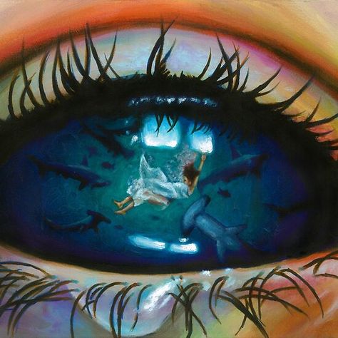 Fantasy Acrylic Painting, Shark Mermaid, Windows To The Soul, Eyes Artwork, Into The Blue, Eye Painting, Mermaid Art, Blue Canvas, Canvas Board