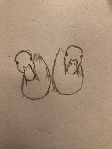 2 Ducks Drawing, Spicy Doodle Art, Adorable Things To Draw, Cute Lil Drawings Simple, Duck Couple Drawing, Two Ducks Drawing, Tiny Duck Drawing, Matching Drawing Ideas, Couple Animals Drawing