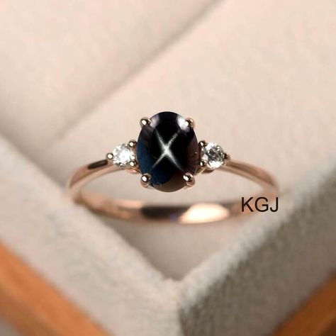 Black Star Sapphire Ring, Star Sapphire Engagement Ring, Star Sapphire Stone, Black Sapphire Ring, Black Star Sapphire, Star Sapphire Ring, Gold Sapphire Ring, Gothic Rings, Black Sapphire