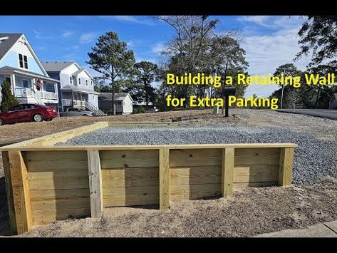 DIY Retaining Wall - YouTube Retaining Wall How To, 4x4 Retaining Wall, Retaining Wall For Parking Pad, Treated Pine Retaining Wall, Easiest Diy Retaining Wall, Wooden Retaining Wall, Diy Retaining Wall, Retaining Wall Design, Building A Retaining Wall