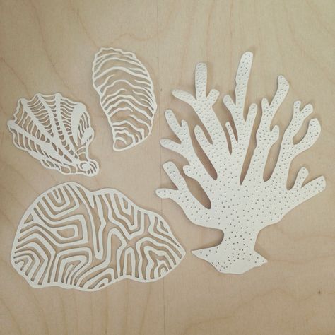 Coral & Shells #papercutting #shells #coral #underwater #nautical Coral Paper Art, Coral Sketch, Coral Underwater, Baby Lamp, Collagraph Printmaking, Flag Designs, Laser Cut Wood Crafts, Coral Pattern, Coral Design