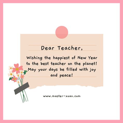 40 Best Happy New Year Messages & New Year Quotes For Teachers (2023) ~ Master Xuan New Year Card For Teacher, New Year Quotes For Best Friend, New Year Quotes For Teachers, Favourite Teacher Quote, New Year Wishes For Teachers, Happy New Year Captions, New Year Quotes 2024, Favorite Teacher Quotes, Quotes Beginning