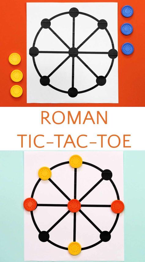 Ancient Rome Crafts, Italian Games For Kids, Game Boards Diy, Roman Crafts For Kids, Diy Tic Tac Toe Board, Roman Activities, Roman Crafts, Board Game Crafts, Ancient Rome Activities