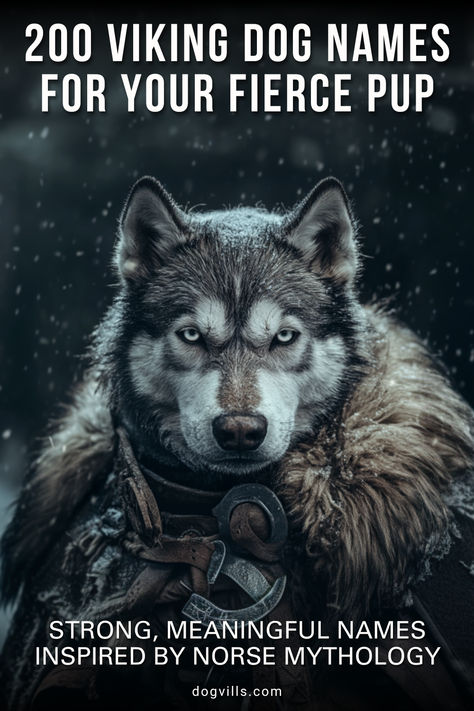 Looking for a powerful name for your dog? Our list of 200 Viking dog names, inspired by Norse mythology, offers strong and meaningful options for both male and female dogs. Whether your pup is a fierce protector or a gentle companion, these names capture the spirit of ancient Norse culture. Explore our list and find the perfect Viking name that suits your dog’s personality! Male Norse Names, Witchy Dog Names, Strong Dog Names Male, Marvel Dog Names, Scary Dog Names, Boho Dog Names, Viking Dog Names, Female Dog Names With Meaning, Farm Dog Names