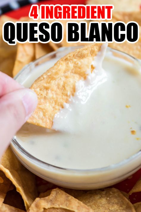 Non Spicy White Queso Dip, White Cheese Queso Dip Evaporated Milk, Easy Homemade Queso Dip, Easy Crockpot White Queso Dip, Spicy White Queso Dip, Queso With Monterey Jack Cheese, Easy Queso Blanco Dip, White American Cheese Recipes, Easy Mexican Cheese Dip