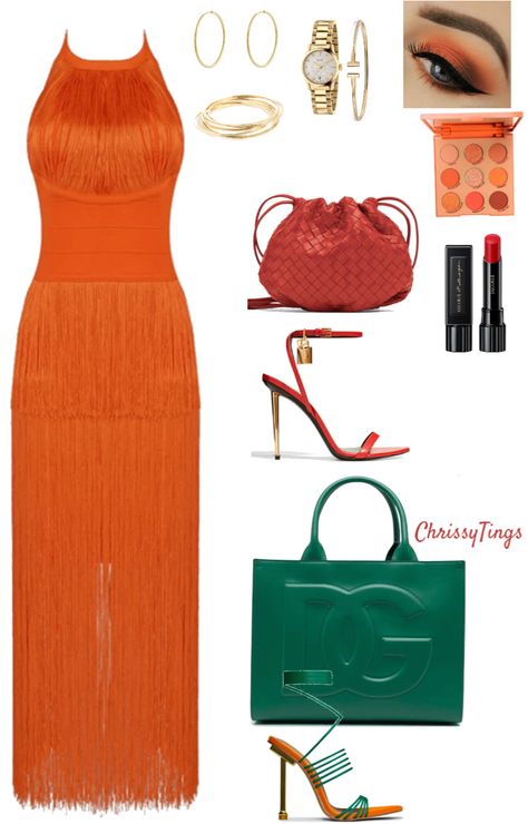 Orange dress challenge outfit ideas | Orange Maxi Dress Outfit, Outfit Ideas Shein, Orange Dress Summer, Bottega Bag, Orange Eyeshadow, Tiffany T, Orange Maxi Dress, Maxi Dress Outfit, Black Jeans Outfit