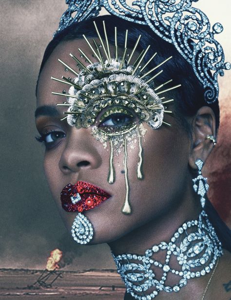 Pat McGrath on Creating Rihanna’s Regal Beauty for W’s September Cover Rihanna Video, Rihanna Cover, Fantasy Make-up, Steven Klein, Avant Garde Makeup, W Magazine, Rihanna Fenty, Pat Mcgrath, Head Piece