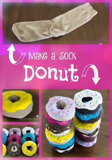 Adorable pretend donuts made from socks! A quick and easy craft that doubles as a cute decoration or a fun toy for kids. Dramatic Play Preschool, Quick And Easy Crafts, Cute Donuts, Sock Crafts, Best Kids Toys, Toy For Kids, Fun Craft, Easy Craft, Crafts For Teens