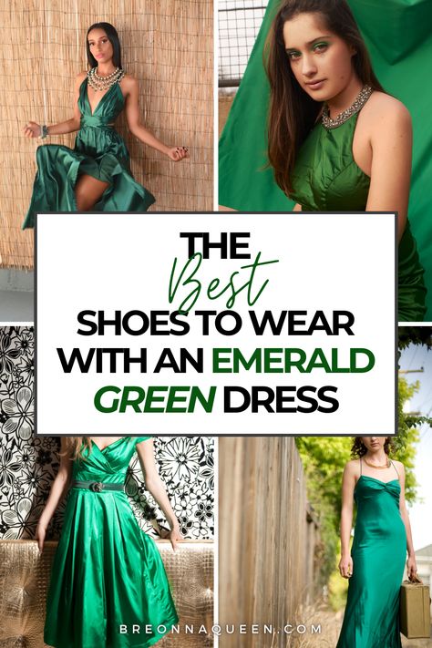 what shoes to wear with an emerald green dress, emerald green dress what shoes, shoes for an emerald dress, emerald green dress outfit ideas Shoes That Go With Dark Green Dress, Emerald Green Dress With Nude Heels, Emerald Green Asymmetrical Dress, What Accessories To Wear With Green Dress, Heels For Emerald Green Dress, Emerald Green Dress Silver Accessories, Heels For A Green Dress, Emerald Green Dress With Gold Heels, Green Sequin Dress Outfit Shoes