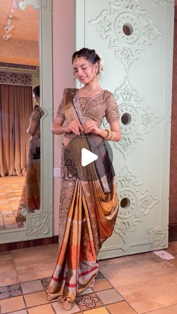 Saree Styles Gujarati, Kanjivaram Saree Draping Styles, Organza Saree Draping Styles, Gujarati Saree Style Draping, New Style Saree Draping, Kanjivaram Saree Look, Saree Draping Styles Tutorials, Saree Drapes Styles, Gujarati Saree Look