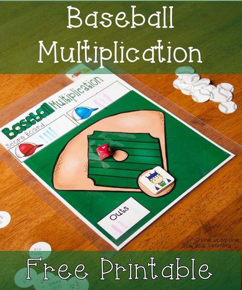 We used a ten-sided die to make a baseball multiplication game. Multiplication Game, Easy Math, Math Night, Everyday Math, School Material, Teaching Multiplication, Parent Night, Multiplication Games, Classroom Calendar