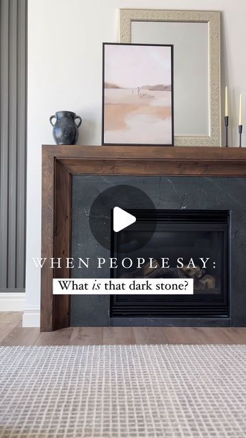 Andrea Nelson | Home Decor | Interior Decorating on Instagram: "I always dish the details ⬇️

When we were building our home and making a million selections, I wished so much that SOMEONE would share this kind of detailed info, but it was difficult or impossible to find.

So I’ll do it.

Everyone asks if our countertop and fireplace surround are soapstone: Nope. Here’s what you need to know:

This is Black Diamond Quartzite, and it is much harder and more durable than soapstone. Not to mention how beautiful it is. 

Cost will vary depending on each individual slab, 2cm vs 3cm, and their markings, and coloring. 

We purchased two bookend slabs from @cosmosurfaces locally in Utah that had unusual markings, with more striations on one side, and far less movement on the other side… because the Soapstone Fireplace Surround, Black Stone Fireplace, Quartzite Fireplace, Soapstone Fireplace, Fireplace Surround Ideas, Black Mantle Fireplace, Black Fireplace Surround, Black Pearl Granite, Andrea Nelson