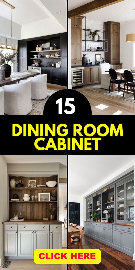 Dining Room Cabinet – Ideas and Inspirations Buffet Ideas Decor, Dining Room Cabinet Design, Dining Room Cabinet Ideas, Dining Room Cabinets Built In Buffet, Built In Cabinets In Dining Room, Built In Dining Room Buffet, Dining Room Cabinet Decor, Built Ins In Dining Room, Dining Room Cabinets Built In