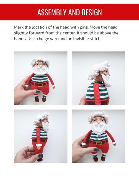 SANTA CROCHET PATTERN, Santa Claus and reindeer crochet pattern Reindeer Crochet Pattern, Santa Crochet, Reindeer Crochet, Santa Claus And Reindeer, Invisible Stitch, Crochet Xmas, Crochet Patterns Amigurumi, Crochet Dolls, Amigurumi Pattern