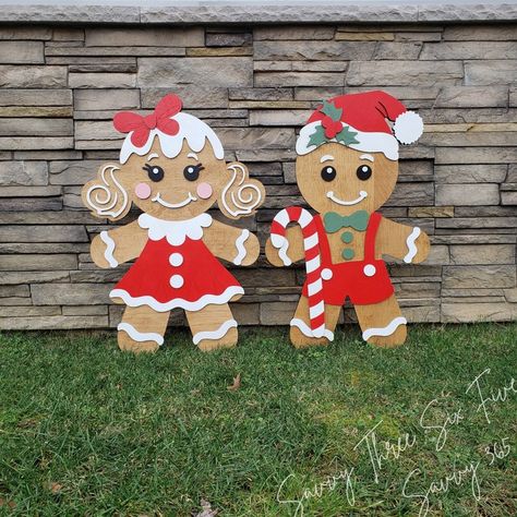 Gingerbread Cookie People Outdoor Christmas Decor Gingerbread Boy Gingerbread Girl Yard Art Winter Decoration Gingerbread Couple - Etsy Canada Gingerbread Xmas Tree Decorations, Ginger Bread House Outdoor Decorations, Gingerbread Cubicle Ideas, Outdoor Gingerbread Man, Christmas Wood Cutouts Yard Art, Gingerbread House Christmas Decorations, Christmas Outdoor Decor Yard Decorations, Diy Gingerbread House Decorations, Gingerbread Characters