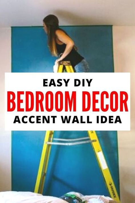 If you're decorating your bedroom on budget you'll like this easy  accent wall idea. This cheap decoration idea doesn't require paint and is quick to create. you can even work on it as a couple. #accentwall #bedroom #diy Accent Wall With Paint, Easy Accent Wall, Easy Diy Mirror Frame, Diy Wood Wall Decor, Decorating Your Bedroom, Installing Wainscoting, Mirror Frame Diy, Pallet House, Diy Accent Wall