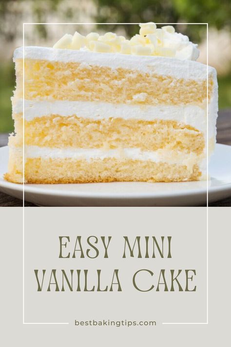 Indulge in the delight of a Mini Vanilla Cake - simple, moist, and bursting with flavor! This easy recipe is perfect for both novice and experienced bakers. Give it a whirl and treat yourself to a slice of homemade goodness! 🍰✨ #VanillaCake #EasyBaking #HomemadeTreats Mini Vanilla Cake Recipe 4 Inch, Small White Cake Simple, Easy Small Birthday Cake, Easy Small Cake Recipes, Mini Cake Recipes From Scratch, Mini White Cake, Small Cake Ideas, Small Vanilla Cake Recipe, Mini Vanilla Cake Recipe