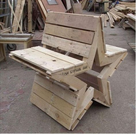 Wood Bench Plans, Garden Bench Plans, Pallet Furniture Plans, Pallet Garden Furniture, Pallet Patio Furniture, Pallet Bench, Into The Wood, Bench Plans, Wood Pallet Projects