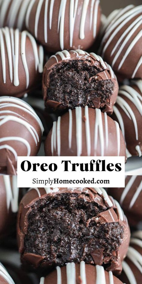 All you need is 3 ingredients to make these Oreo truffles! They are so indulgent and delicious, yet very easy to make! You’ll definitely want to make these for your next get-together. Oreo Cake Pops Recipe, Oreo Cake Pops, Oreo Truffles Recipe, Truffles Recipe, Christmas Baking Recipes, Chocolate Oreo, Chocolate Cookie Dough, Simply Home, Cake Pop Recipe