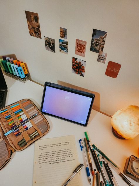 Aesthetic study session with my tab s6 Lite in my desk. #desk #aestheticdesk #tabs6lite #studygram #studydession Samsung Tab S6 Lite, Desktop Ideas, Study Desks, Tab S6 Lite, Study Session, Vision Board Photos, Aesthetic Study, Samsung Tab, Visual Board