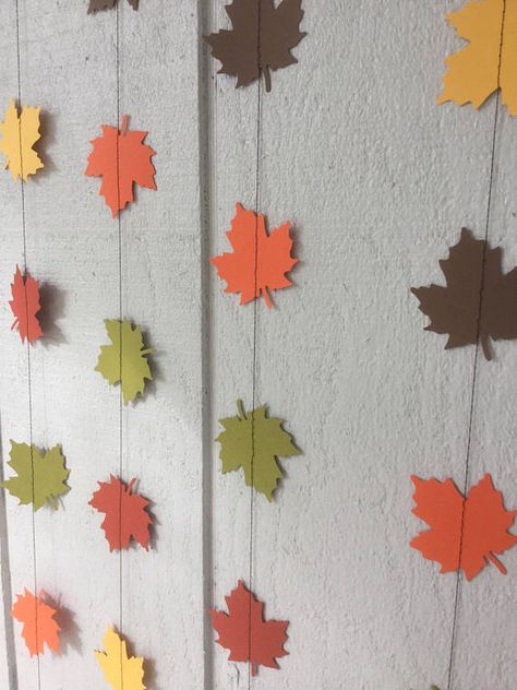 Fall leaf garland Rain Drop Garland, Autumn Window Display, Thanksgiving Festivities, Thankful Tree, Pastel Baby Shower, Rainbow Garland, Fall Leaf Garland, Jordan Peterson, Fall Leaf