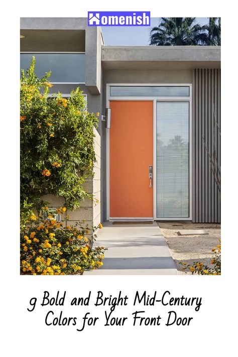 The mid-century modern era was a time of design revolution, and its vibrant color choices are back in vogue. This article showcases nine front door colors that pay homage to this iconic period, offering a retro-chic look that's sure to turn heads. Discover how these hues can enhance your home's entrance. Pink Front Door Mid Century, Mcm Front Doors, Mid Century Modern Front Door Colors, Mcm Front Door Colors, Mid Century Exterior Paint Colors, Retro Front Door, Midcentury Modern Front Door, Mid Century Front Door, Mcm Exterior