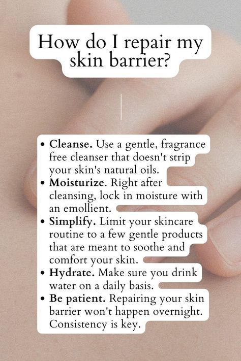 The skin barrier (also known as the "moisture barrier" or "acid mantle") refers to the outermost layer of your skin. Swipe to learn the signs of a damaged skin barrier, as well as how to repair it. How To Know If Your Skin Barrier Is Damaged, Signs Of Damaged Skin Barrier, Moisture Barrier Skin Care, How To Heal Skin Barrier, Healthy Skin Barrier, Repairing Skin Barrier, Damaged Skin Barrier Repair, Repair Skin Barrier Products, How To Repair Skin Barrier