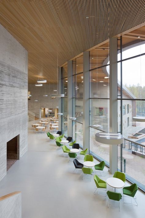 Saunalahti School – Verstas Architects Hall Architecture, Open Architecture, School Interior, Lobby Design, Education Architecture, Education Design, School Building, Learning Spaces, School Architecture