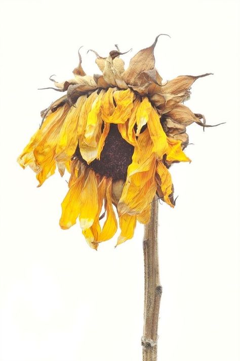 Wilted Flowers, Sunflower Drawing, Sunflower Art, Sunflower Painting, Botanical Painting, Botanical Watercolor, Never Change, Botanical Drawings, Botanical Illustration