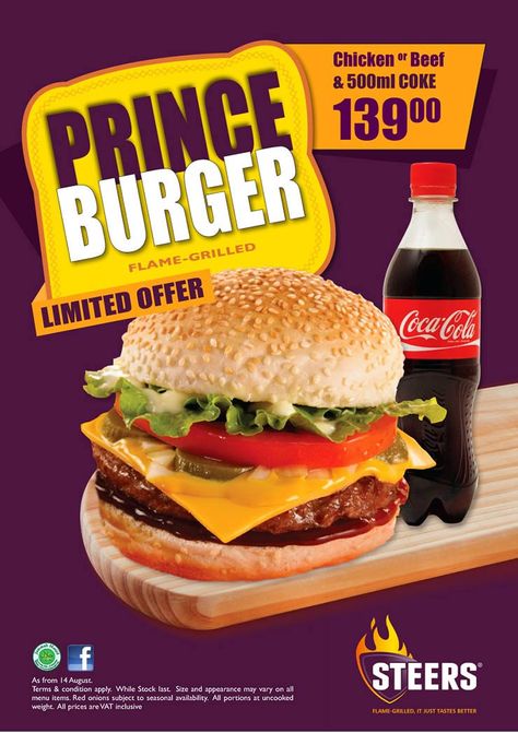 STEERS - Saucy & Juicy Prince Burger Steers Burgers, Return On Investment, Cheat Day, Menu Items, Email Marketing, Healthy Life, Healthy Food, Investment, Grilling