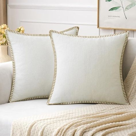 Amazon.com: MIULEE Pack of 2 Couch Throw Pillow Covers 18x18 Inch Cream White Farmhouse Decorative Pillow Covers with Stitched Edge Soft Chenille Solid Dyed Spring Pillow Covers for Sofa Bed Living Room : Home & Kitchen Backyard Bed, Farmhouse Decorative Pillows, Sofa Bed Living Room, Chenille Throw Pillows, Bed Living Room, Soft Throw Pillows, Couch Pillow Covers, Spring Pillows, Chenille Throw