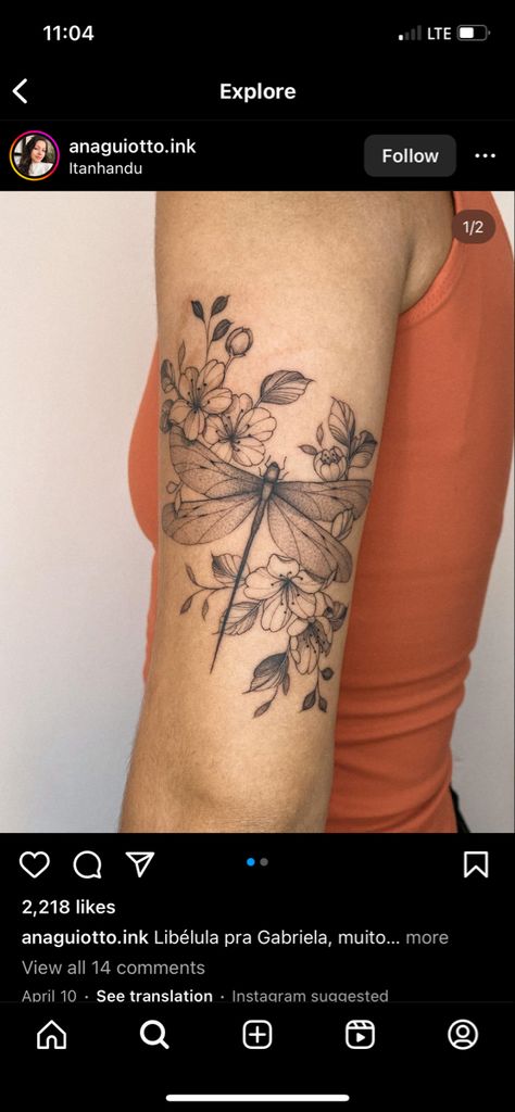 50 Tattoo, Memories Ideas, 10 Tattoo, Dragonfly Tattoo Design, Tattoos For Women Flowers, Muster Tattoos, Tasteful Tattoos, Shoulder Tattoos For Women, Dragonfly Tattoo