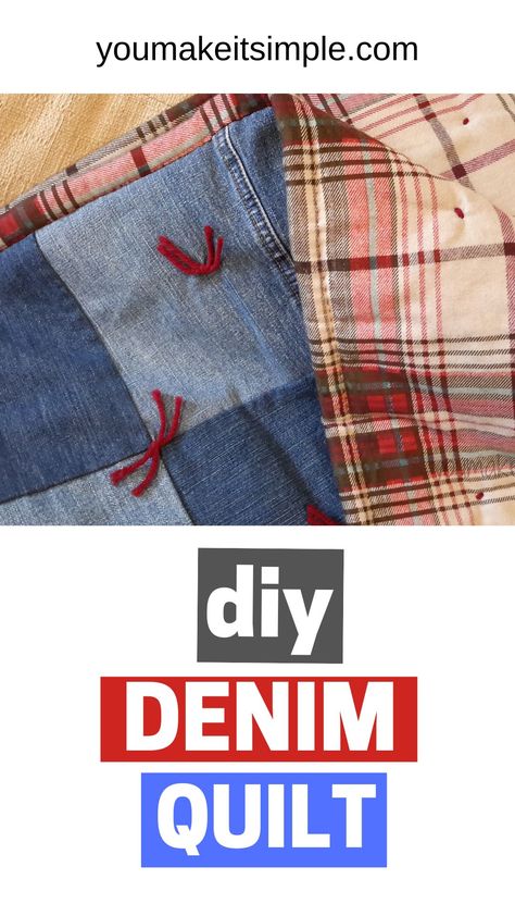 Blue Jean Sewing Projects, Recycling Denim Projects, Diy Denim Projects Upcycling, Flannel And Denim Quilt, Jean And Flannel Quilt, Denim Blankets Old Jeans, Quilts Made From Jeans, Denim Flannel Quilt, Blue Jean And Flannel Quilt