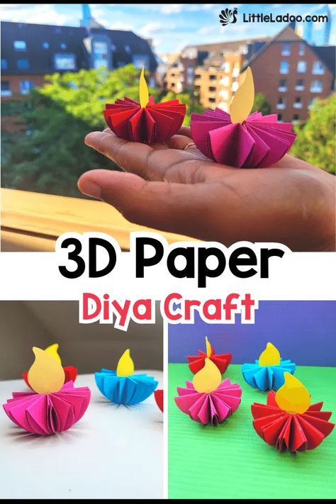 3D Paper Diya Craft {Easy to make} Paper Diya, Craft Easy, 3d Paper, Different Colours, Get Creative, Festive Season, Diwali, Easy Crafts, Festival Season