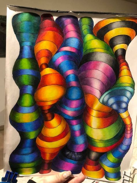 Pencil crayon Optical Illusion art Optical Illusions Art Colorful, Optical Illusions Art Easy, Optical Illusions Art Drawing, Color Optical Illusions, Optical Illusions Drawings, Optical Illusion Paintings, Optical Illusion Art, Color Illusions, Opt Art